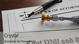  Presentation with notary - Presentation theme enhanced with documents on notary public background and a light gray colored foreground