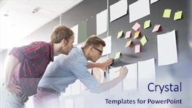  Presentation with office - Slides having documents on wall in office background and a lemonade colored foreground