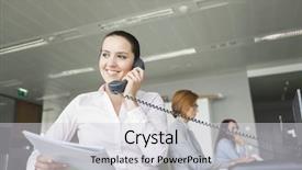  Presentation with destruction documents - Colorful theme enhanced with documents while using landline phone backdrop and a light gray colored foreground