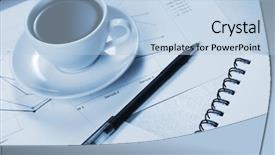  Presentation with tea coffee - Slides enhanced with documents with a cup background and a light blue colored foreground