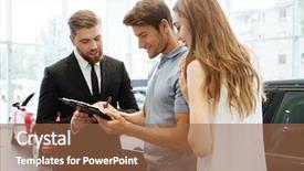  Presentation with dealership - Cool new PPT theme with documents with his happy client backdrop and a  colored foreground