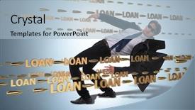  Presentation with borrowing - Slides with dodge - business concept of debt background and a light blue colored foreground
