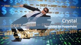  Presentation with borrowing - Cool new presentation design with dodge - business concept of debt backdrop and a teal colored foreground