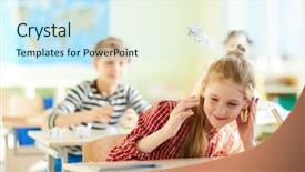  Presentation with classmates - Beautiful slide set featuring dodge - content cute girl in casual backdrop and a sky blue colored foreground