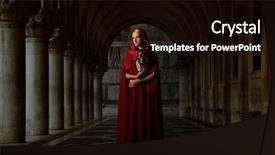  Presentation with new client interview wearing mask - Colorful PPT theme enhanced with dodge - woman with a mask wearing backdrop and a black colored foreground