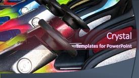  Presentation with cars - Beautiful presentation theme featuring dodgem-cars-parked-together backdrop and a tawny brown colored foreground