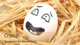  Presentation with straw - Presentation theme featuring dodgers - white egg with funny face background and a  colored foreground