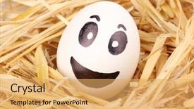  Presentation with anonymous invisible face in urban - Slide deck enhanced with dodgers - white egg with funny face background and a  colored foreground