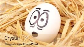  Presentation with straw - Slide set consisting of dodgers - white egg with funny face background and a  colored foreground