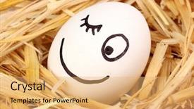  Presentation with high tech face recognition - PPT theme with dodgers - white egg with funny face background and a  colored foreground