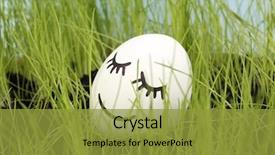  Presentation with egg - Theme consisting of glamorous girl with red lips against the background of circles background and a gray colored foreground