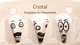  Presentation with human face set of faces - Audience pleasing theme consisting of dodgers - white eggs with funny faces backdrop and a  colored foreground