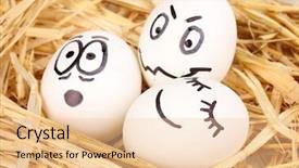  Presentation with human face set of faces - Colorful theme enhanced with dodgers - white eggs with funny faces backdrop and a  colored foreground