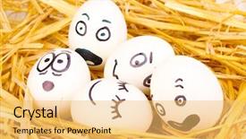  Presentation with faces - PPT theme enhanced with dodgers - white eggs with funny faces background and a  colored foreground
