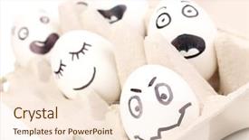  Presentation with human face set of faces - Beautiful PPT layouts featuring dodgers - white eggs with funny faces backdrop and a  colored foreground