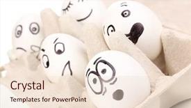  Presentation with faces - Slide set enhanced with dodgers - white eggs with funny faces background and a  colored foreground