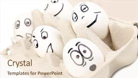  Presentation with faces - Presentation theme having dodgers - white eggs with funny faces background and a lemonade colored foreground