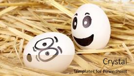  Presentation with faces - Theme featuring dodgers - white eggs with funny faces background and a  colored foreground