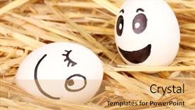  Presentation with human face set of faces - Theme having dodgers - white eggs with funny faces background and a  colored foreground