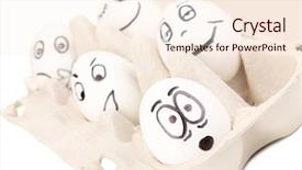  Presentation with faces - Audience pleasing PPT theme consisting of dodgers - white eggs with funny faces backdrop and a cream colored foreground