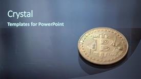  Presentation with blue gold - Slide deck enhanced with dof on blue glass background background and a  colored foreground