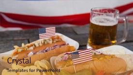  Presentation with american flag - Slide deck with dog and glass of beer background and a gold colored foreground