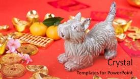  Presentation with mean - PPT theme featuring dog chinese calligraphy mean background and a  colored foreground