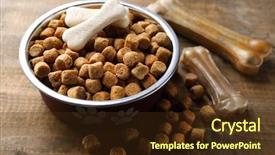  Presentation with dog food - Audience pleasing PPT layouts consisting of dog food in metallic bowl backdrop and a tawny brown colored foreground