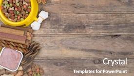  Presentation with dog food - Presentation theme enhanced with dog food selection on wooden background and a gray colored foreground