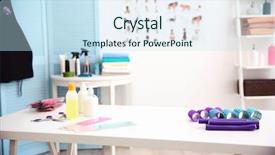  Presentation with grooming dog - Amazing PPT layouts having dog grooming - stylish groomer interior backdrop and a sky blue colored foreground