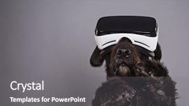  Presentation with virtual reality - Cool new theme with dog immersed in virtual reality backdrop and a gray colored foreground