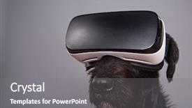  Presentation with virtual reality - Audience pleasing slide deck consisting of dog immersed in virtual reality backdrop and a gray colored foreground