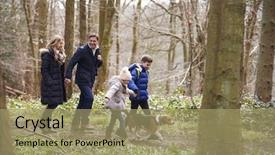  Presentation with family pet - Theme with dog in a wood closer background and a mint green colored foreground