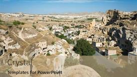  Presentation with village - PPT theme enhanced with dog-looks-at-the-village background and a coral colored foreground