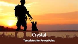  Presentation with dog - Audience pleasing slides consisting of dog on sunset background military backdrop and a tawny brown colored foreground