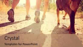  Presentation with women retro - Colorful theme enhanced with dog out enjoying nature backdrop and a coral colored foreground