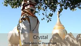 Presentation with myanmar bagan - Audience pleasing PPT layouts consisting of dog praying - stone lion at entrance backdrop and a coral colored foreground