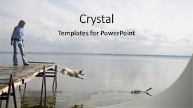  Presentation with rescue - Cool new presentation design with dog rescue - labrador retrieving from the pier backdrop and a  colored foreground