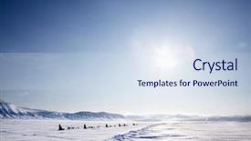  Presentation with dog sled - Beautiful presentation design featuring dog sled - number of dogsleds backdrop and a sky blue colored foreground