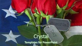  Presentation with memorial day - Slide deck consisting of dog tags with text - memorial background and a tawny brown colored foreground