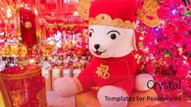  Presentation with chinese calligraphy - PPT theme featuring dog translation calligraphy fu mean background and a red colored foreground