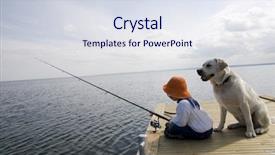  Presentation with gone fishing - Amazing theme having dog water - fishing with labrador retriver backdrop and a sky blue colored foreground