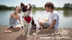 Presentation with children talking - Beautiful presentation featuring dog-with-red-scarf backdrop and a coral colored foreground