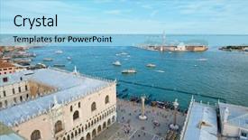  Presentation with aerial - Audience pleasing presentation theme consisting of aerial view of the doge' backdrop and a light blue colored foreground