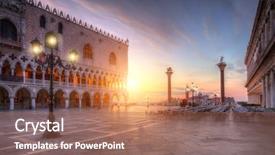  Presentation with historical heritage - Slide set consisting of doge - beautiful sunrise on famous st background and a coral colored foreground