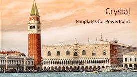  Presentation with venice - Beautiful presentation theme featuring campanile and doge's palace backdrop and a lemonade colored foreground