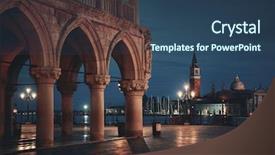  Presentation with historical buildings - Presentation design featuring doge - historical buildings at piazza san background and a ocean colored foreground