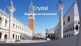  Presentation with venice - Slides having doge - piazza san marko in venice background and a teal colored foreground