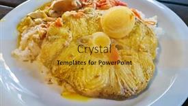  Presentation with brazil - Colorful PPT theme enhanced with dogfish-moqueca-traditional-dish backdrop and a gold colored foreground