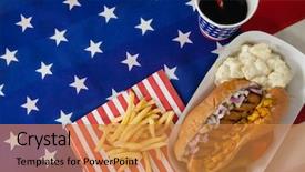  Presentation with cold beer - PPT theme enhanced with dogs beer - close-up of hot dog served background and a gold colored foreground